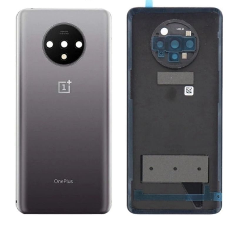 Задняя крышка для OnePlus 7T матовая серая (Frosted Silver) со стеклом камеры