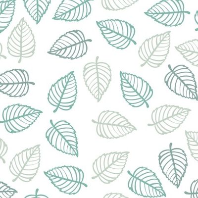 Seamless Blue Leaves Pattern in White Background