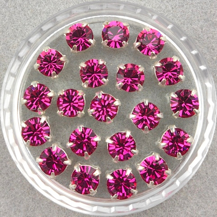 Шатоны Preciosa MAXIMA в оправах, Fuchsia/Silver