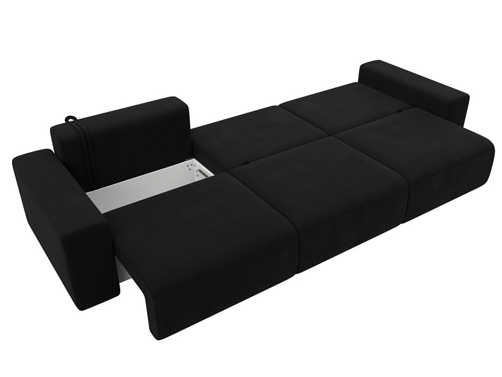 Диван прямой Лига-036 НПБ Классик Лонг МИКРОВЕЛЬВЕТ Черный