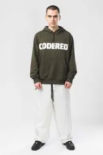 Худи Codered Base Hoodie Wide Summer Logo R Болотный/Белый принт CODERED