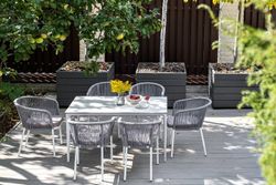 "Малага" обеденный стол из HPL 140х80см, цвет молочный, каркас белый