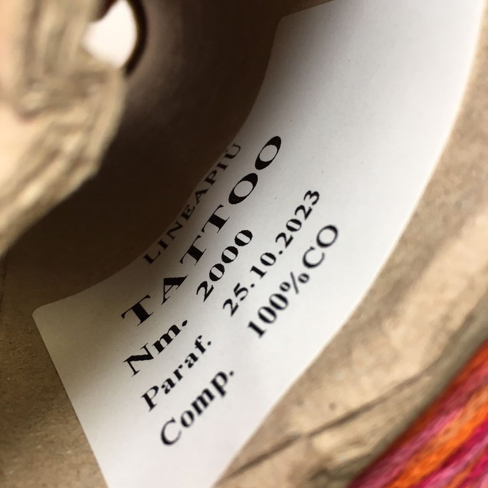 TATTOO - Lineapiu; 100% хлопок; 200м/100гр; Шнурок; Секционное окрашивание: оранжевый, розовый, фуксия, персиковый