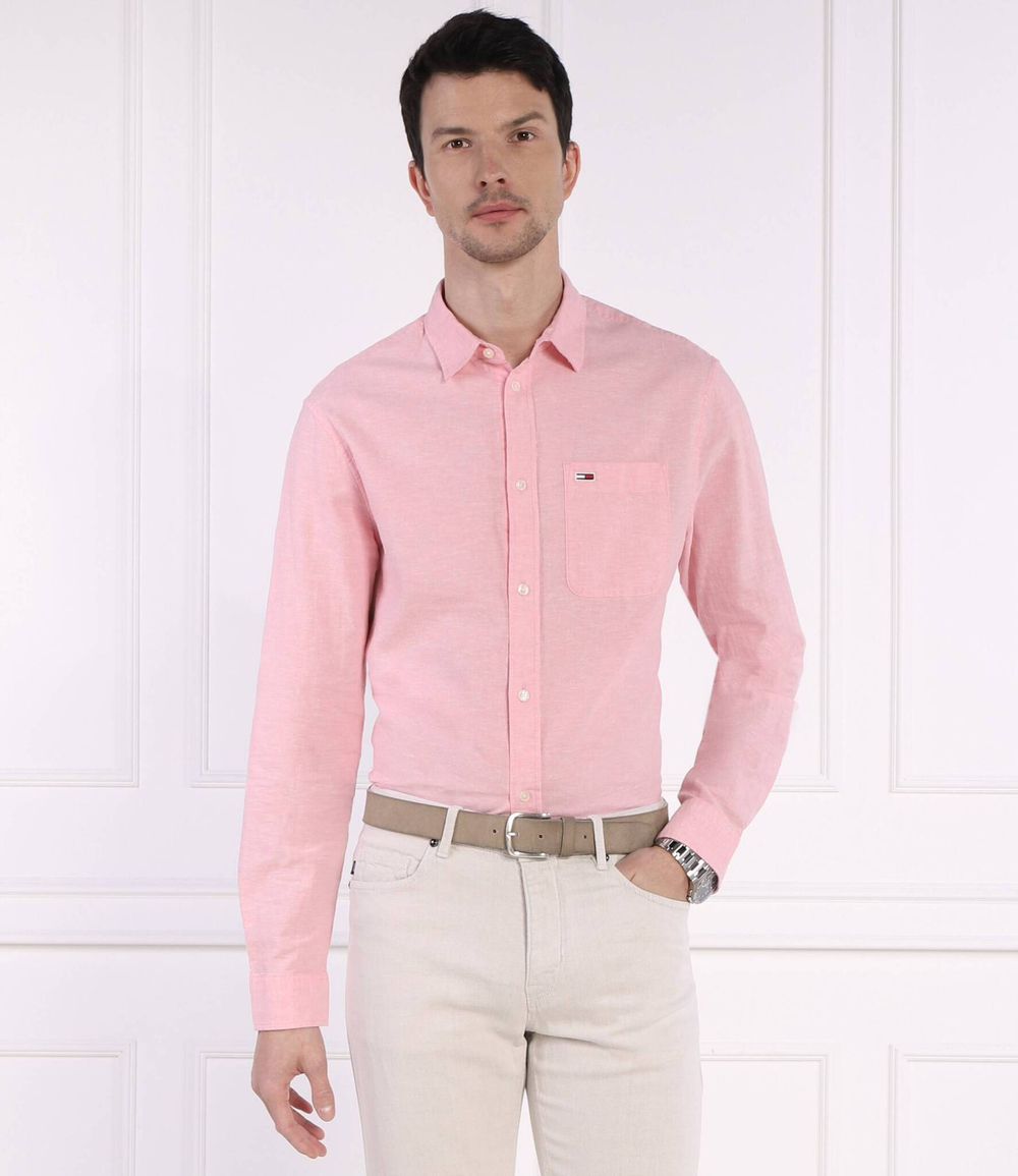 Льняная рубашка Tommy Jeans - розовый(DM0DM18962)