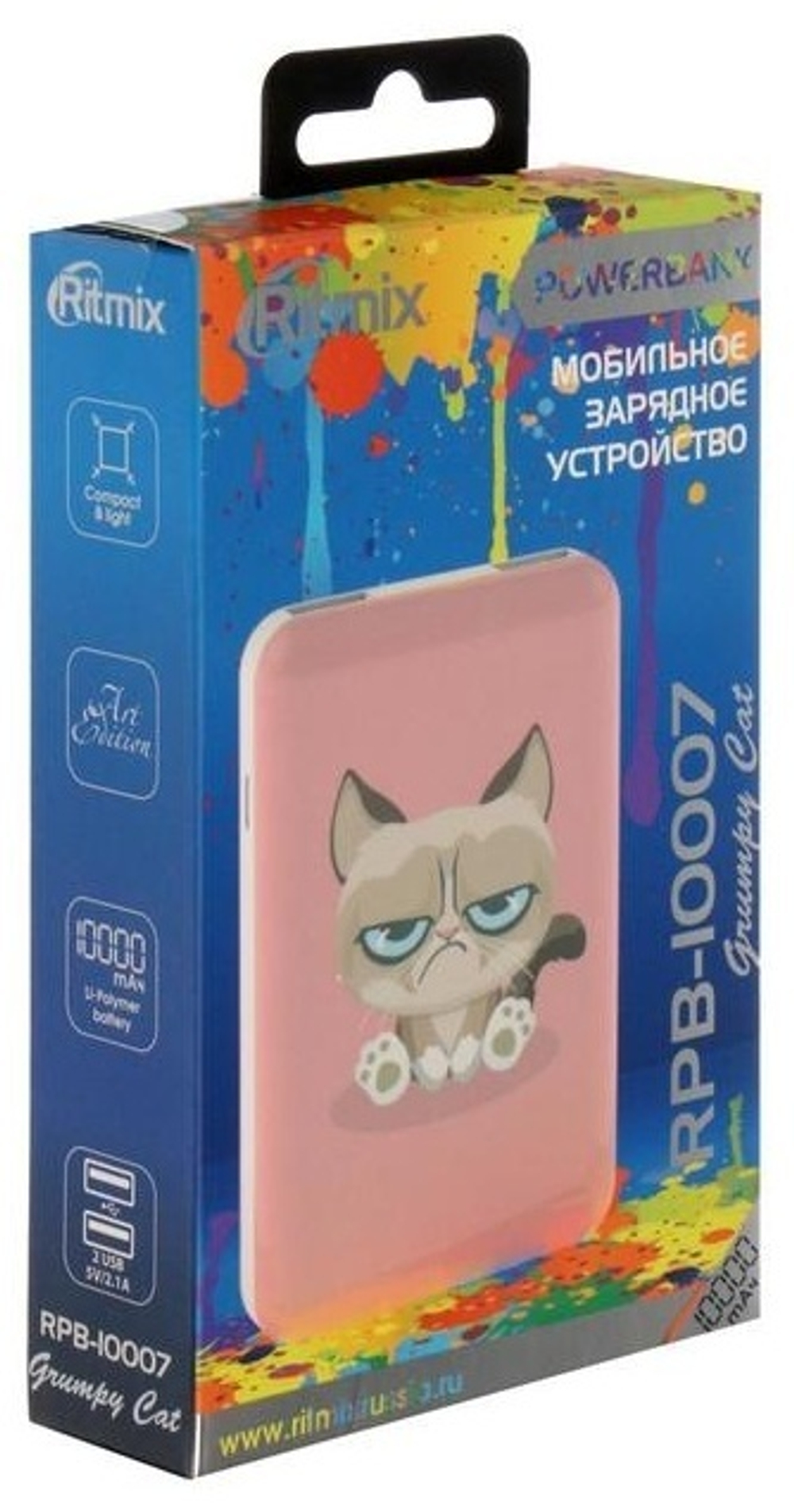Внешний аккумулятор Ritmix RPB-10007 Grumpy Cat 10000 mAh