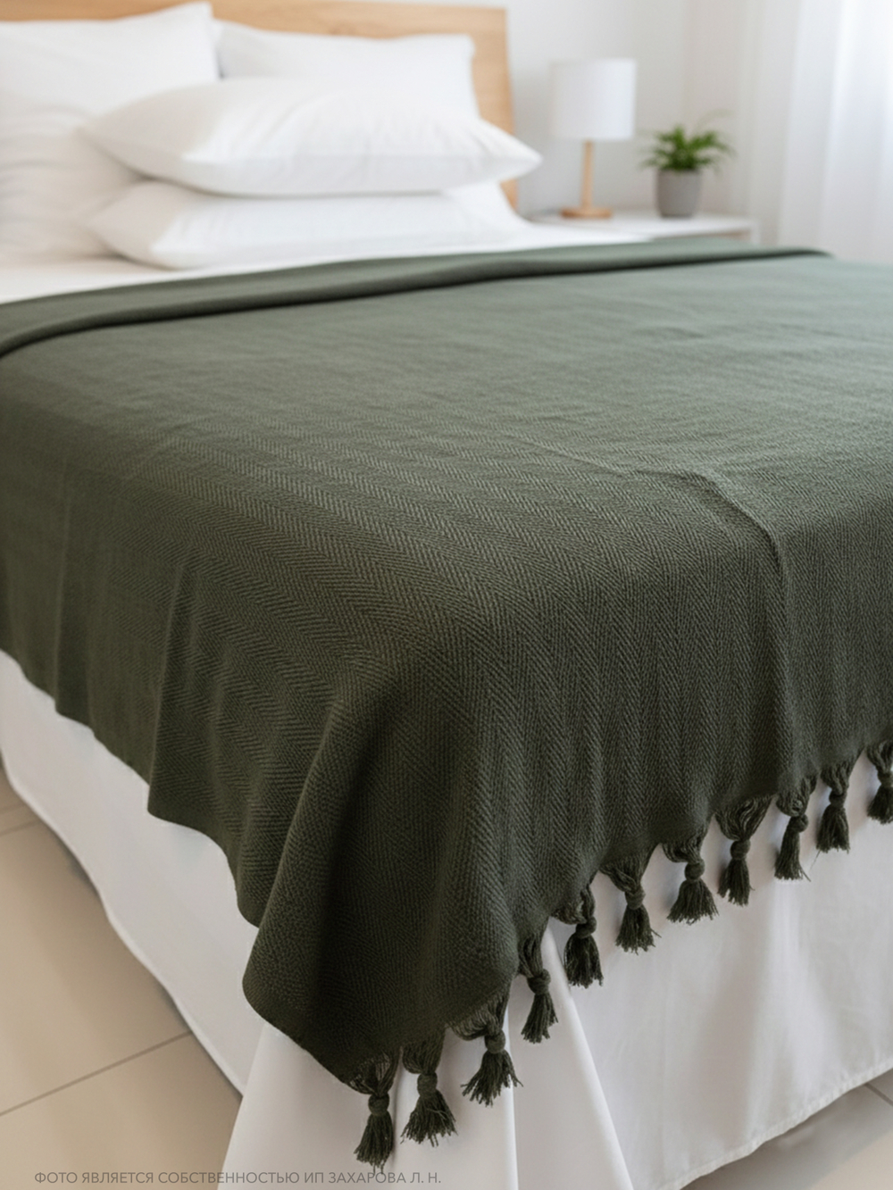 Плед-покрывало из хлопка Berlino, цвет Хаки