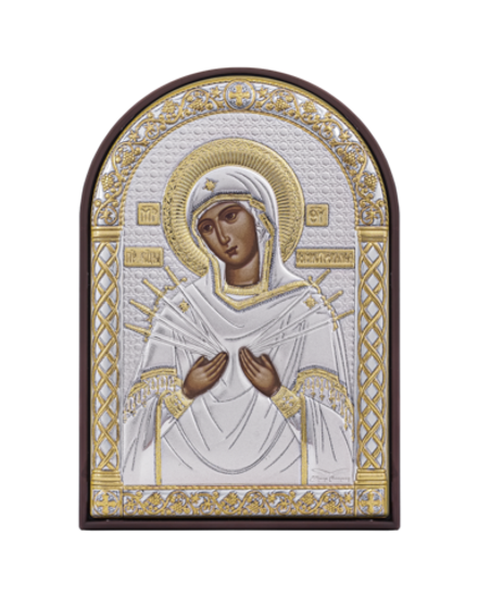 Семистрельная БМ, икона арочная, пластик коричневый 80х115