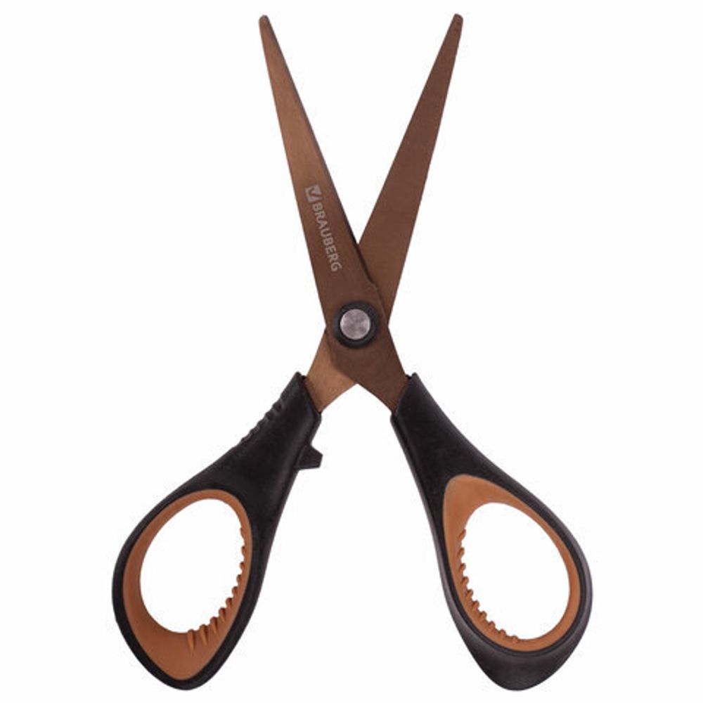 Ножницы BRAUBERG "Heavy Duty", 165 мм, суперпрочные, титановое покрытие, 2-х сторонняя заточка, 236789