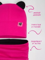 Шапка для девочек осенняя, с ушками и снудом