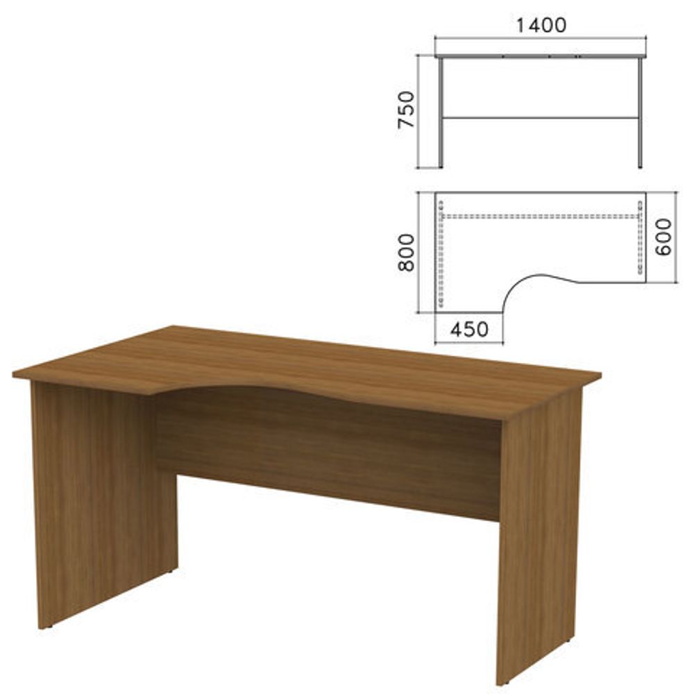 Стол письменный эргономичный &quot;Канц&quot;, 1400х800х750, левый, цвет орех пирамидальный, СК36.9