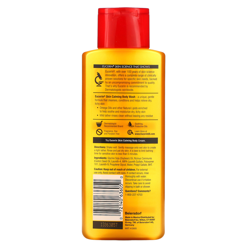 Eucerin, Успокаивающий кожу гель для душа, для сухой и раздраженной кожи, без запаха, 8,4 ж.унц. (250 мл)