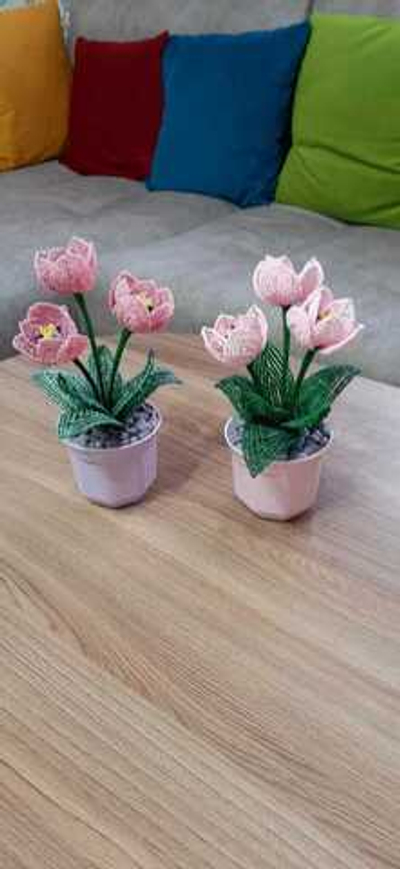 Тюльпаны из бисера 20см