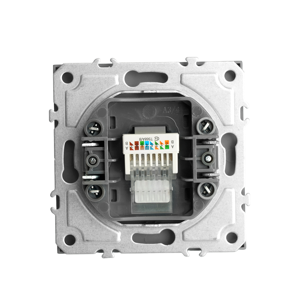 Розетка компьютерная 1-местная RJ-45 (механизм), STEKKER, серия Эмили, RST00-5117-10, платиново-серый, soft touch 49951