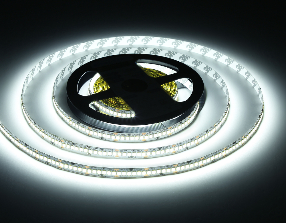 Светодиодная лента GS3403 2835 240Led/ 20W m/ 24V IP20 6500K/ 5000*10*1.2mm/ кратность резки 25mm (2 конт.)