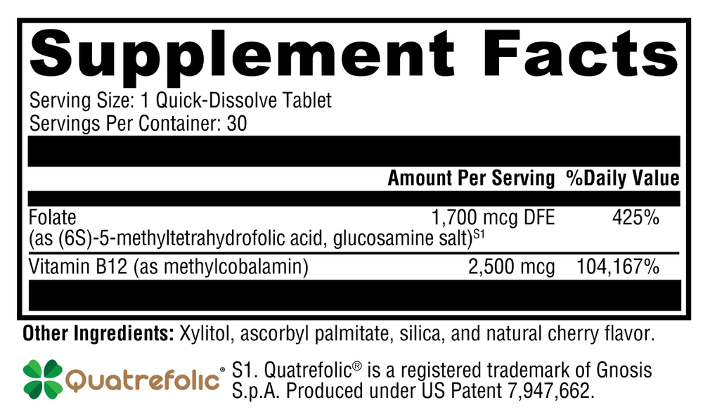 5-MTHF Plus B12 Cherry 30 Tablets