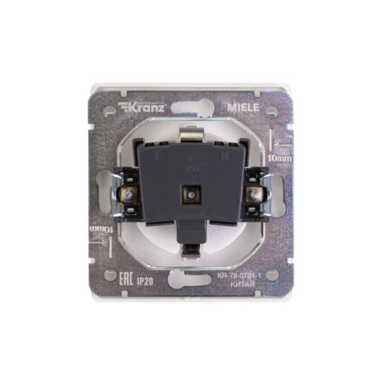 Розетка ROUND 1-ая с/з с/у, со шторками 16А перламутр KRANZ