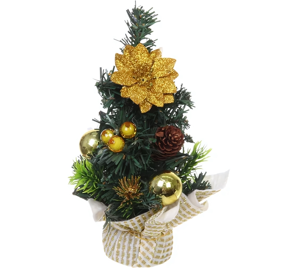 Елка в горшке "Зимняя нежность" 30 см, Золото (Серпантин)