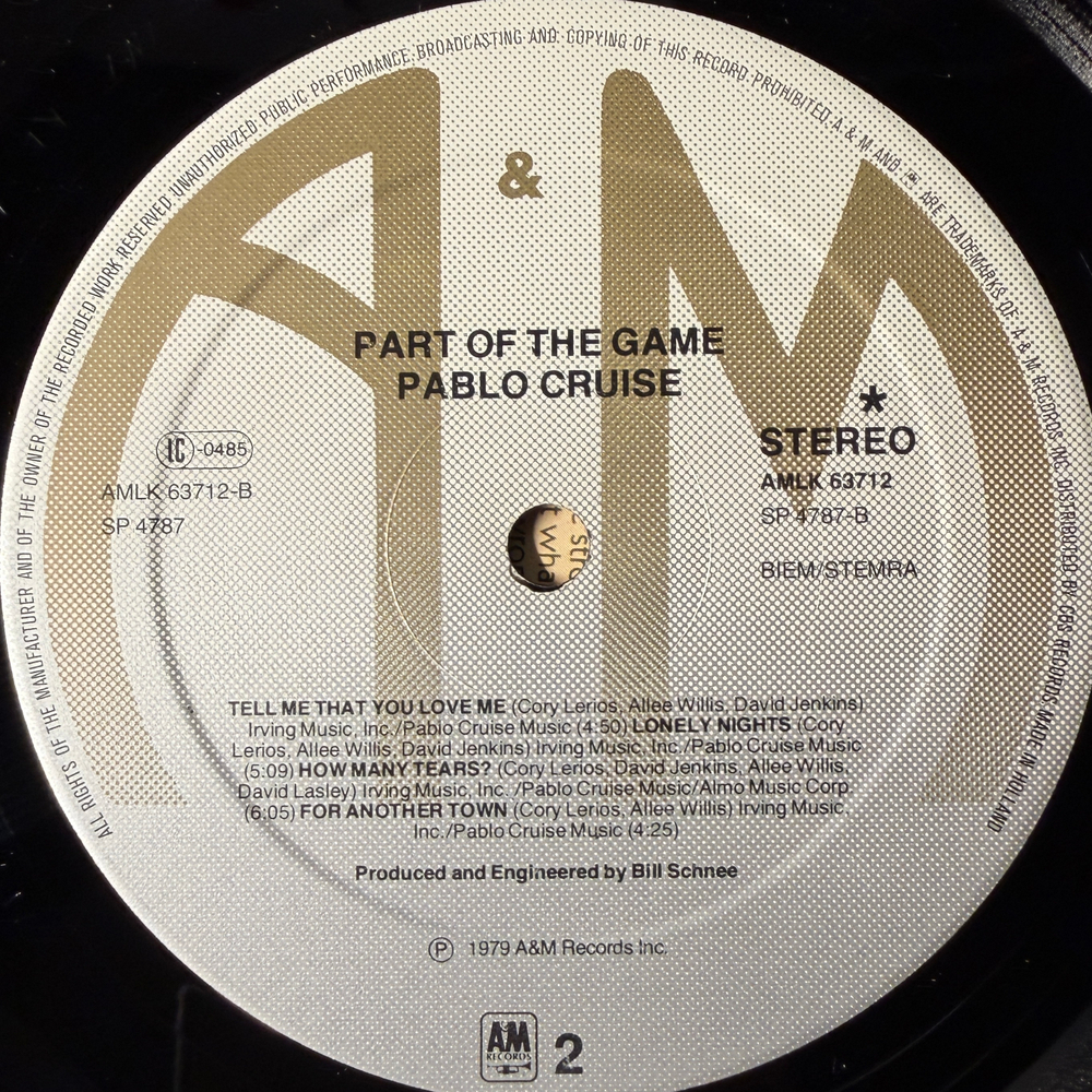 Pablo Cruise ‎– Part Of The Game (Европа 1979г.)