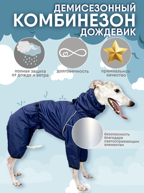 Дождевик комбинезон для собак мелких и средних пород Монморанси, цвет: синий/черный, S4