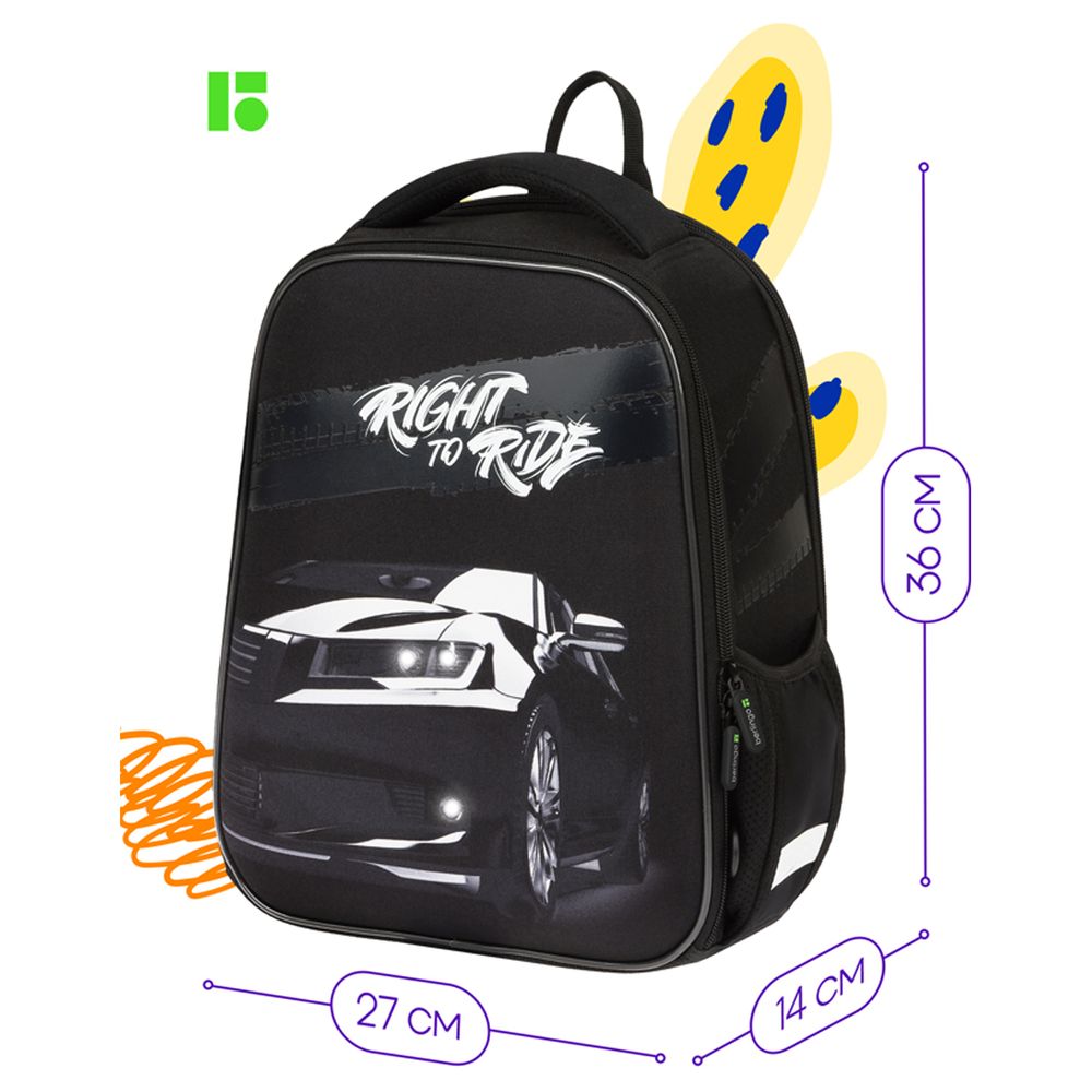 Ранец Berlingo Expert Mini "Right to ride" 36*27*14см, 2 отделения, 2 кармана, анатомическая спинка, мешок для обуви
