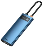 Адаптер Baseus 6 в 1 Metal Gleam Series Type-C HUB на USB3.0/PD/4K HD/RJ45 (Blue)