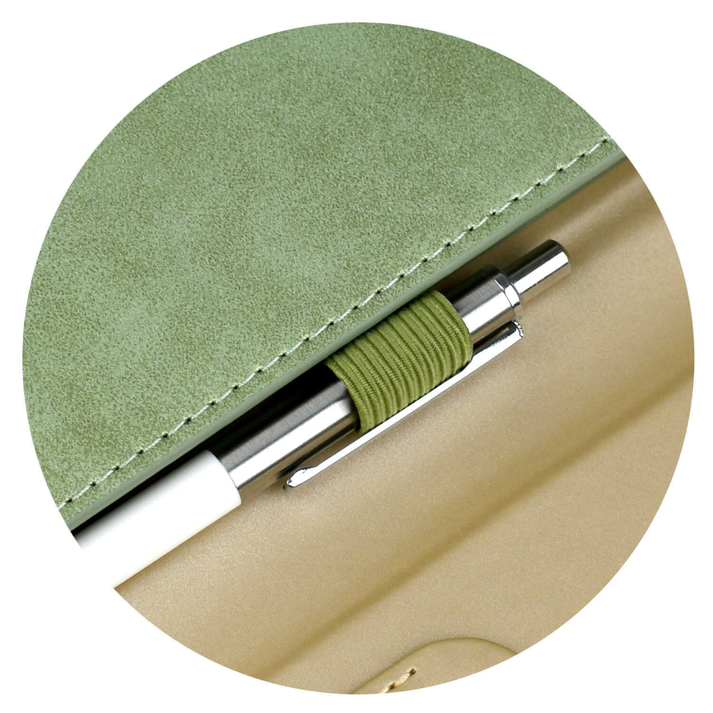 Ежедневник недатированный ESCALADA, А5, 120 л., арт. 70606/ 15 СПИЛОК МЕТАЛЛИК ЗЕЛЁНЫЙ (кожзам: 146x211 мм, твёрдый переплёт, запаянный край, материал обложки: искусственная кожа "Спилок металлик"; способ крепления блока: ниткошвейный; вн. блок: 120