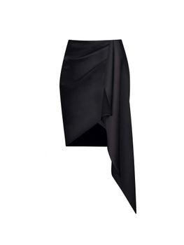 Драпированная мини-юбка из сатина с воланом