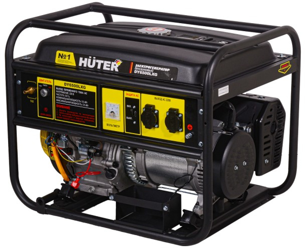 Генератор бензиновый HUTER DY 6500 LXG (бензин/газ) электростартер 64/1/32