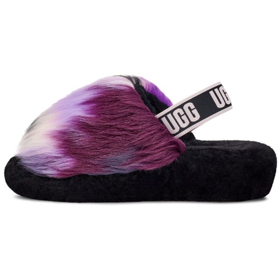 Ugg Fluff Yeah Slide Tie Dye 'Black White Purple'