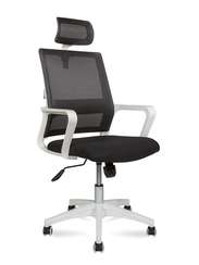 Кресло офисное  Бит  белый пластик  черная сетка  черная ткань