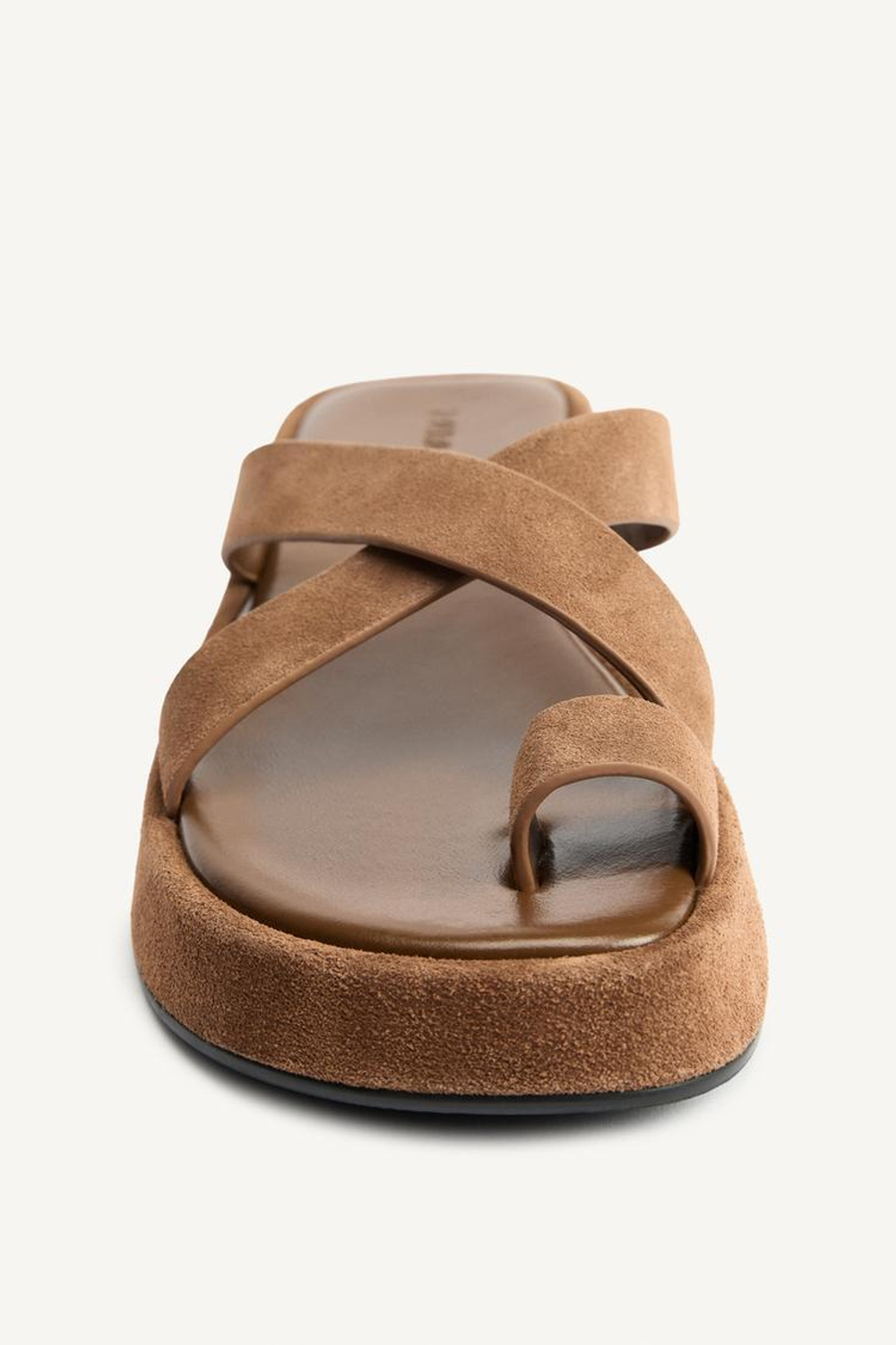 ZARA ЗАМШЕВЫЕ САНДАЛИИ, КОРИЧНЕВЫЙ