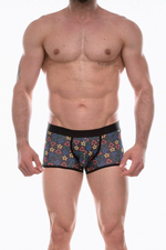 Темно-серые трусы-боксеры с разноцветным принтом (Размер: XL) (Цвет: темно-серый)