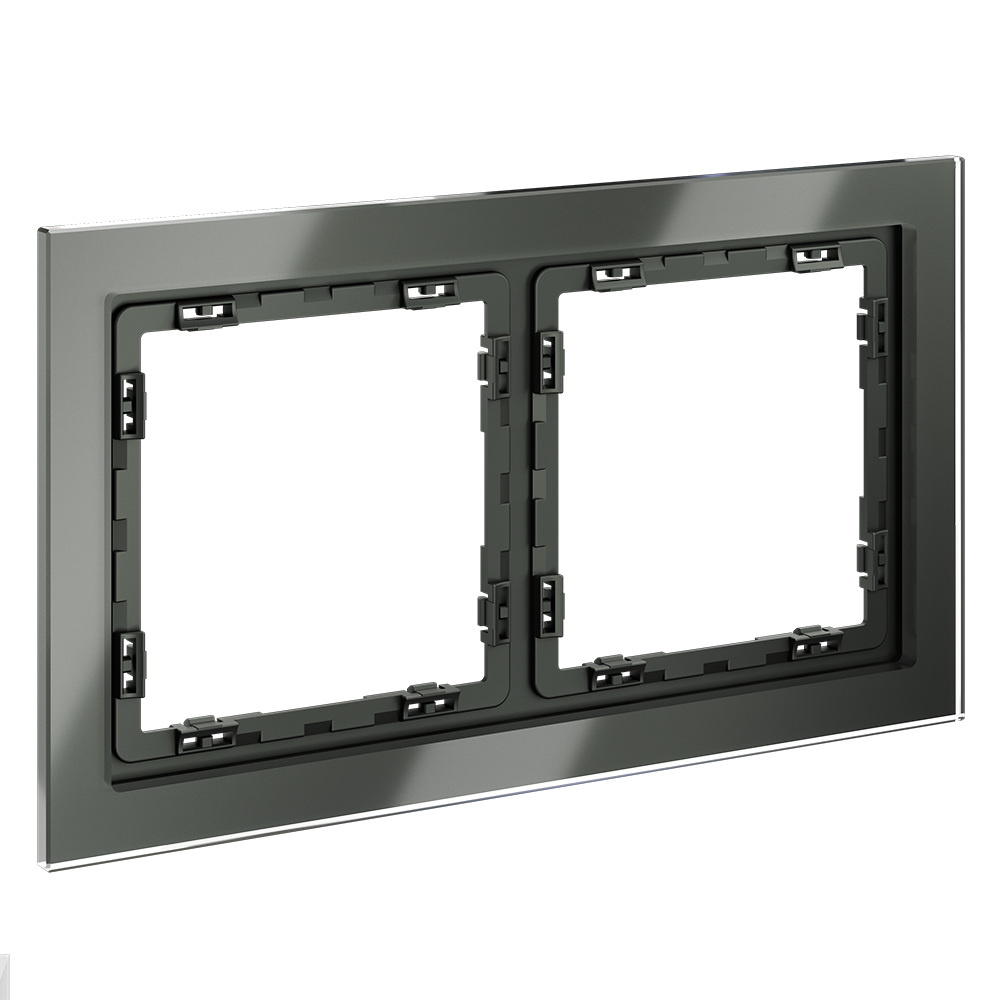 Рамка стеклянная VOLTUM S70 на 2 поста, (титан, стекло)