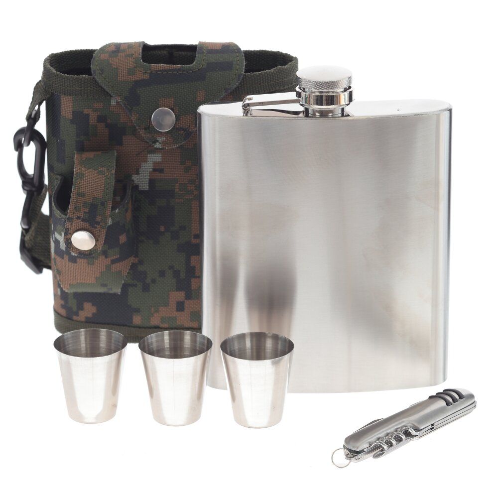 GAEM Набор из 5-ти предм.: фляжка 500 мл, 3 стопки 30 мл, нож, L14 W8 H17 см