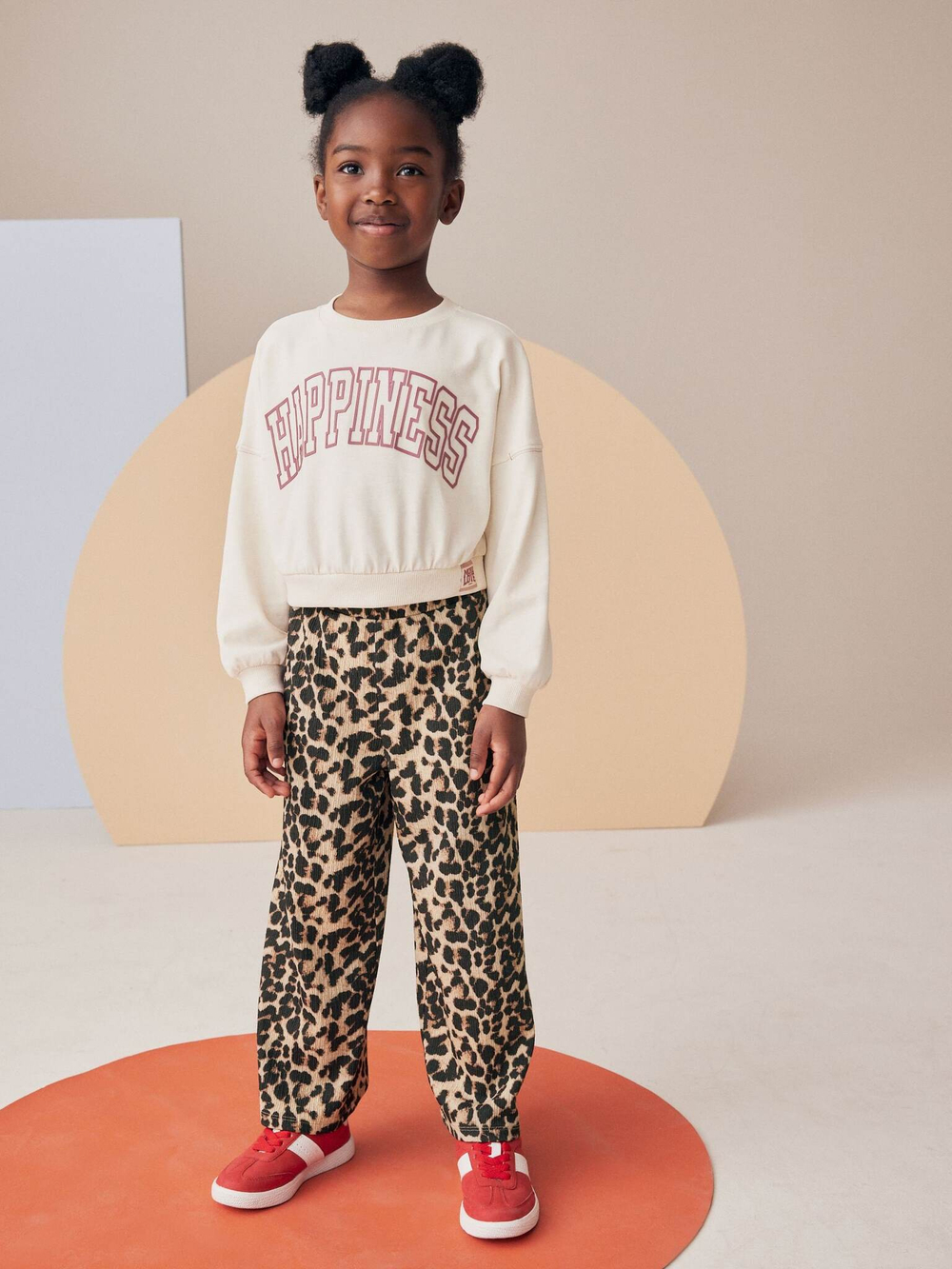 Брюки широкие для девочки Next B83-276, Бежевый, Черный