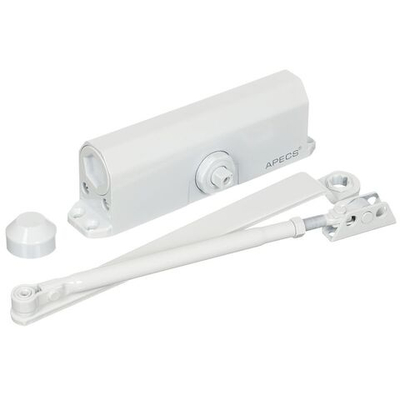 Доводчик дверной Apecs, DC- 25/80-100-M-W /DC-20.5/1200/120-A1-W, с фиксацией, -40 °C, 100 кг, белый