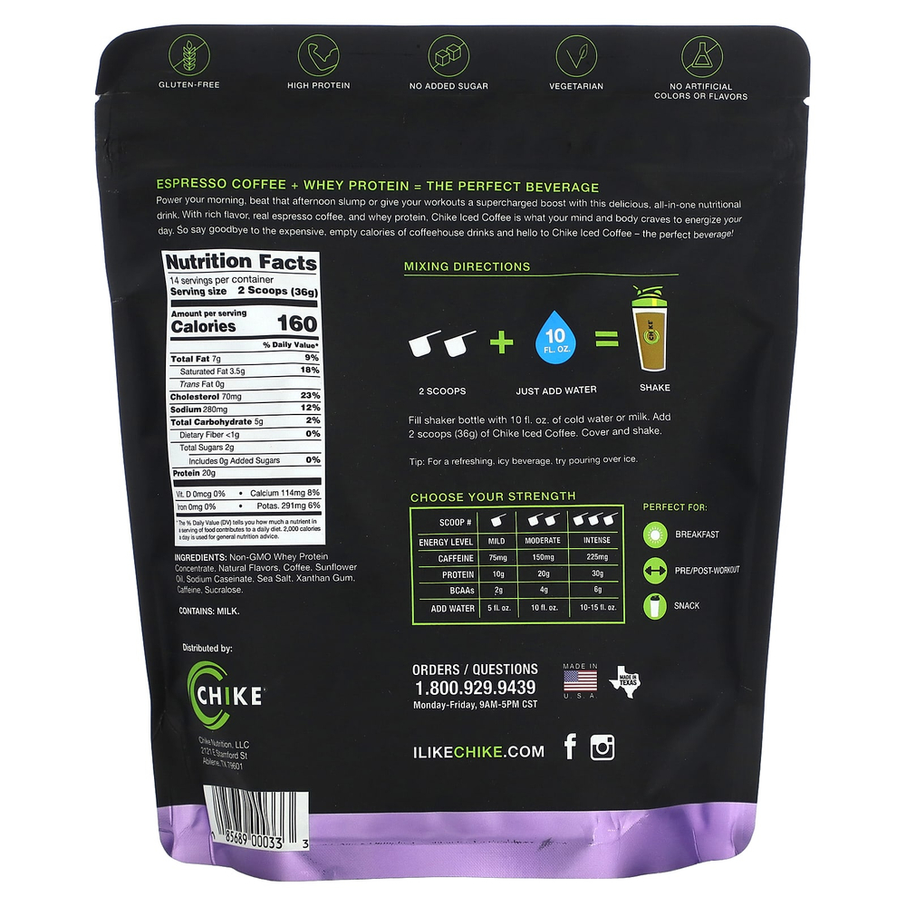 Chike Nutrition, Холодный кофе с высоким содержанием протеина, сладкие сливки, 504 г (17,8 унции)