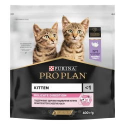 Pro plan delicate сухой корм для котят при чувствительном пищеварении с индейкой - 400 г