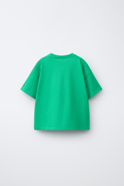 ZARA ФУТБОЛКА С ПРИНТОМ, ЗЕЛЕНЫЙ