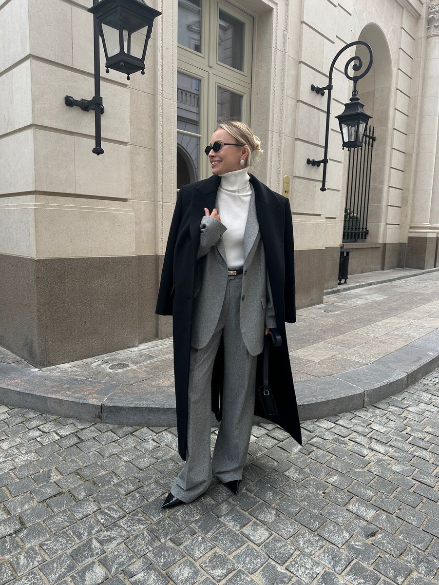 Жакет из шерсти однобортный светло-серый