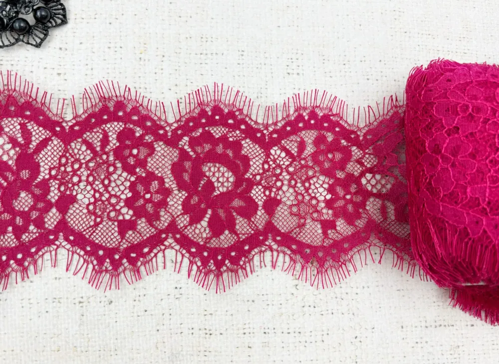 Кружево Французское, ш. 10,5 см, фуксия