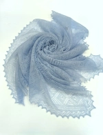 Оренбургский пуховый платок-паутинка А110-04 голубой