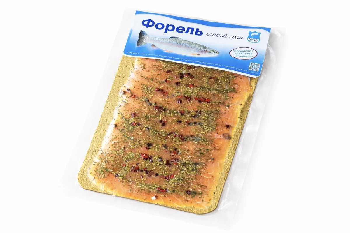 Форель нарезка слабой соли с укропом и розовым перцем, 100г