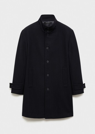 Пальто из шерсти с воротником-стойкой