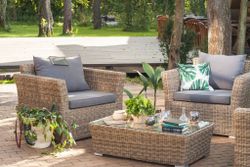 "Капучино" журнальный столик из искусственного ротанга, цвет соломенный