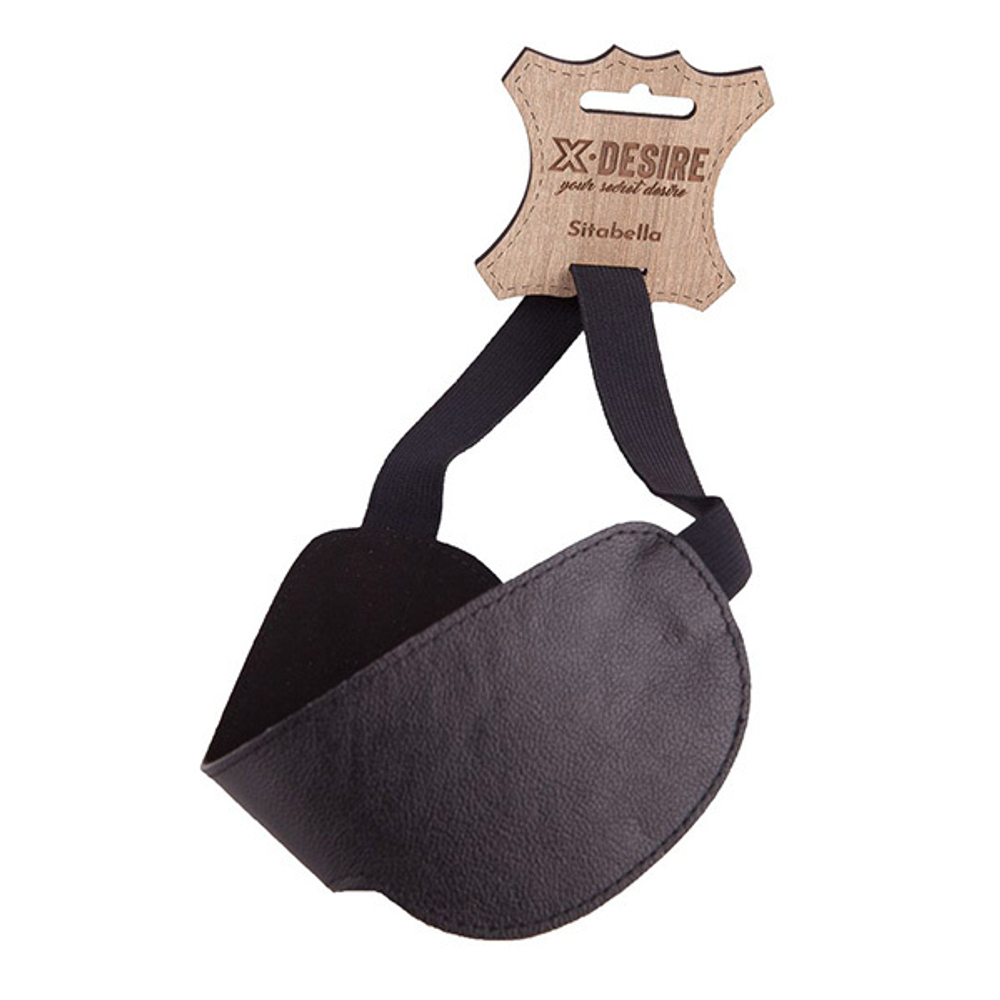Чёрная широкая кожаная маска на глаза Sitabella BDSM Accessories 3081-1