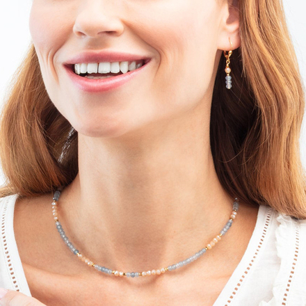 Серьги Coeur de Lion Light Blue-Beige 2043/20-0738