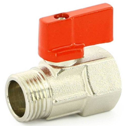 Кран Uni-Fitt шаровой мини НВ 1/2" флажок красный металл