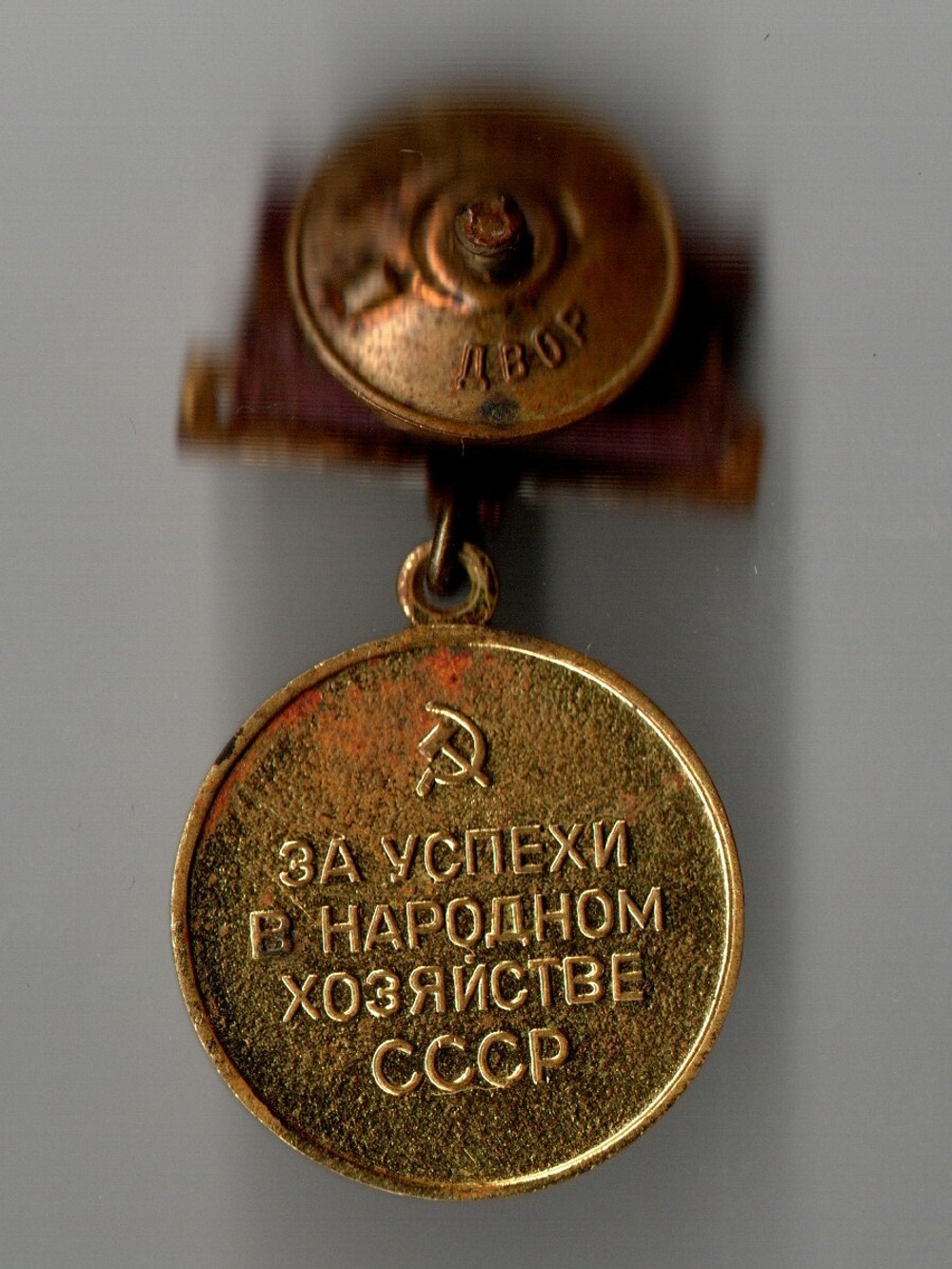 Нагрудный знак СССР "За успехи в народном хозяйстве, ВДНХ" на закрутке.