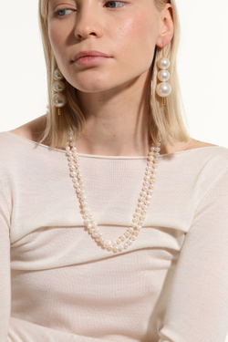 Колье длинное, барочный жемчуг среднего размера